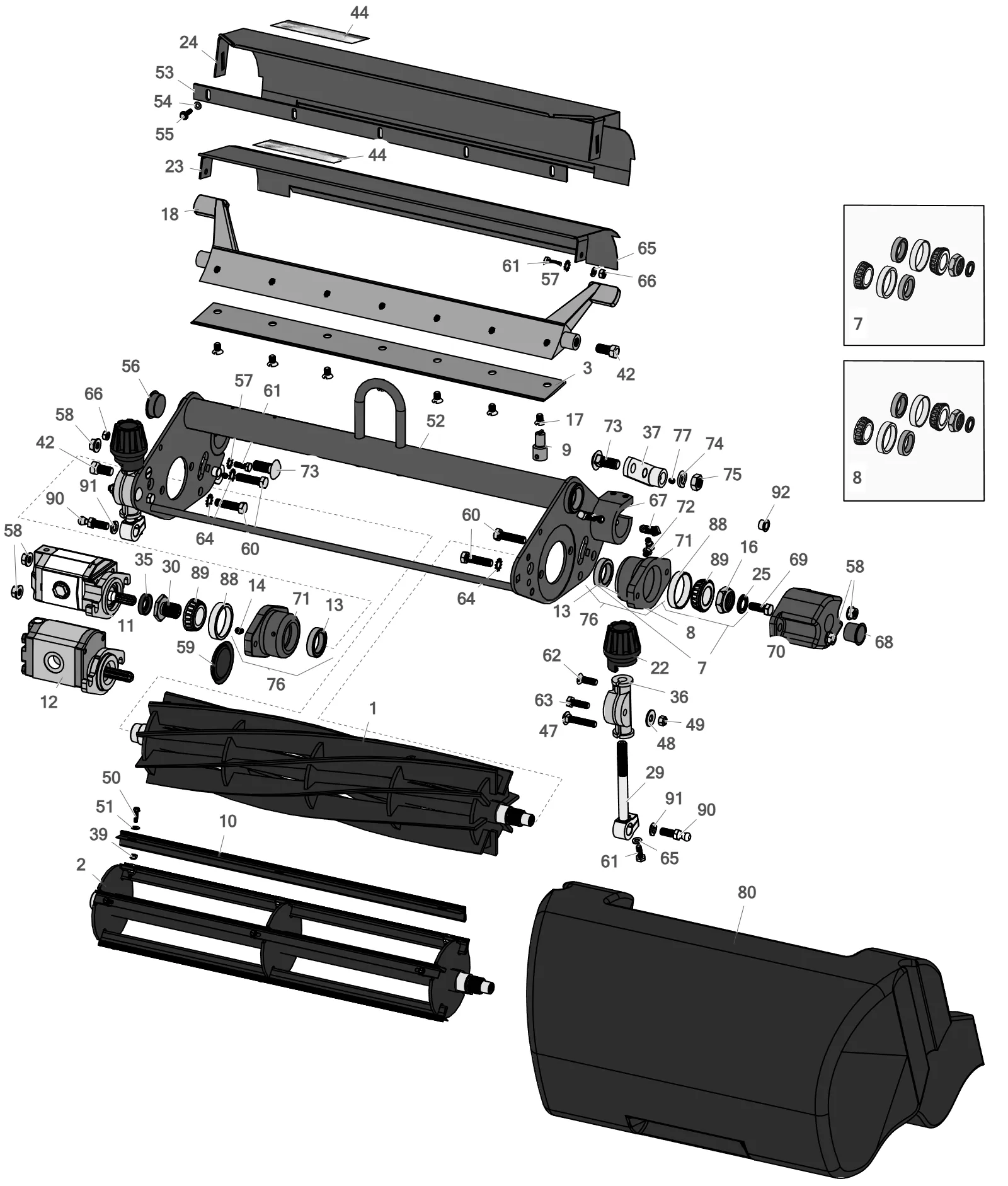 Схема: Барабан и нож нижний, Toro Greensmaster 3250-D
