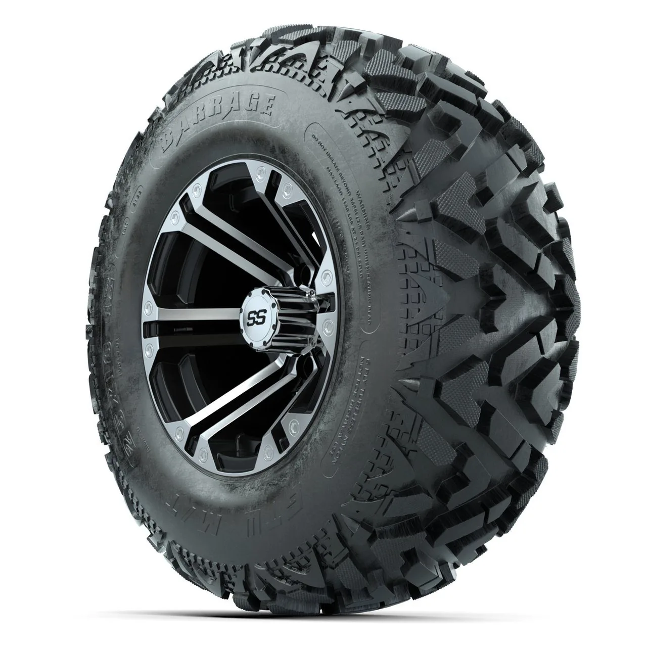 Колёса GTW Specter, чёрные с проточкой, 12" с грязевыми шинами 25X10-12 Barrage Mud, полный комплект, артикул A19-1799 — фото 3