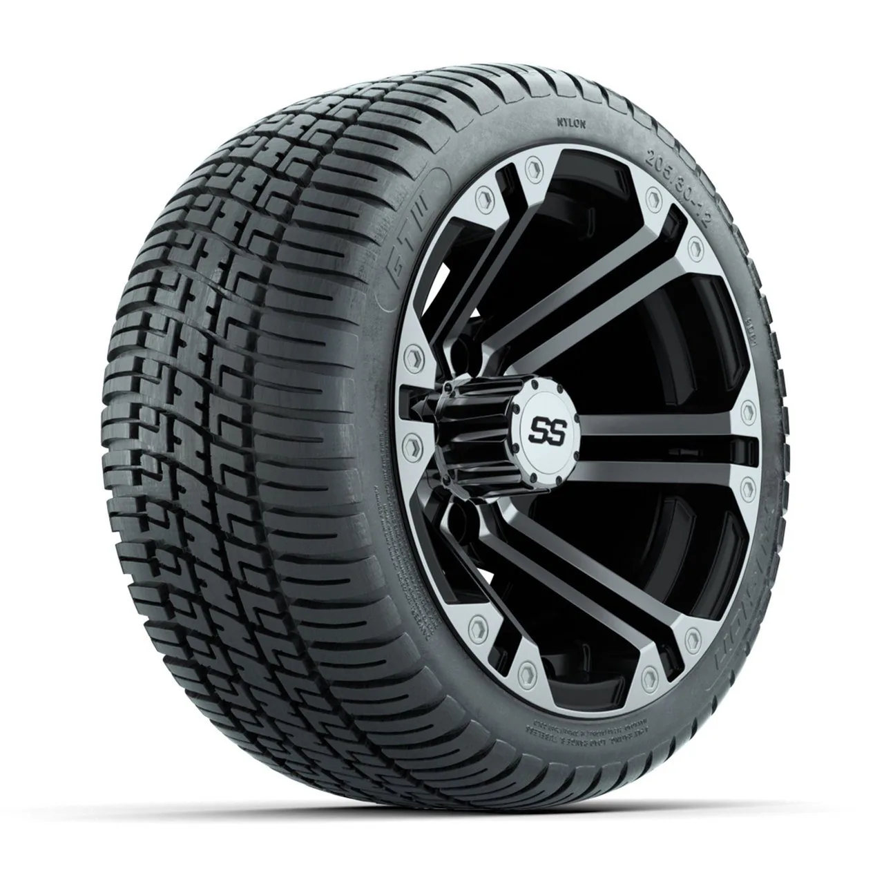 Колёса GTW Specter, чёрные с проточкой, 12" с шинами Fusion Street 18", комплект из 4 шт., артикул A19-344