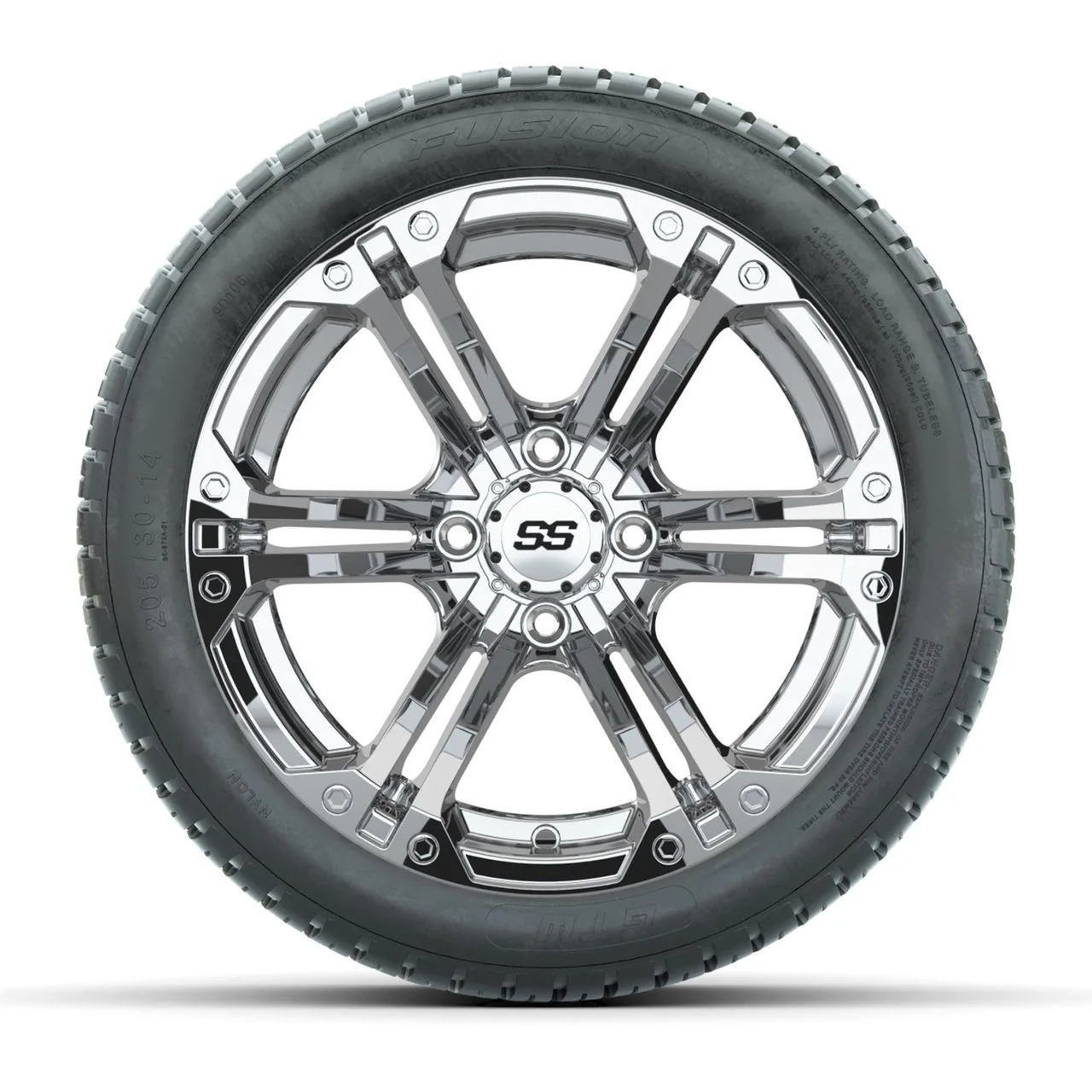 Колёса в сборе с шинами GTW Specter 14", хром, 205/30-R14 Fusion Street, комплект 4 шт., артикул A19-249 — фото 2