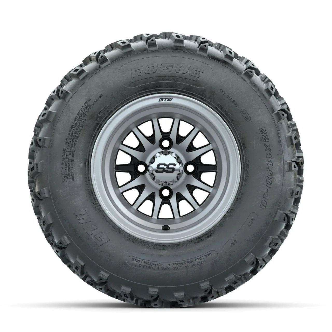 Комплект колёс и шин: диски GTW Medusa Machined/чёрный 10", шины Rogue All-Terrain 22x11.00-10, артикул A19-947 — фото 2