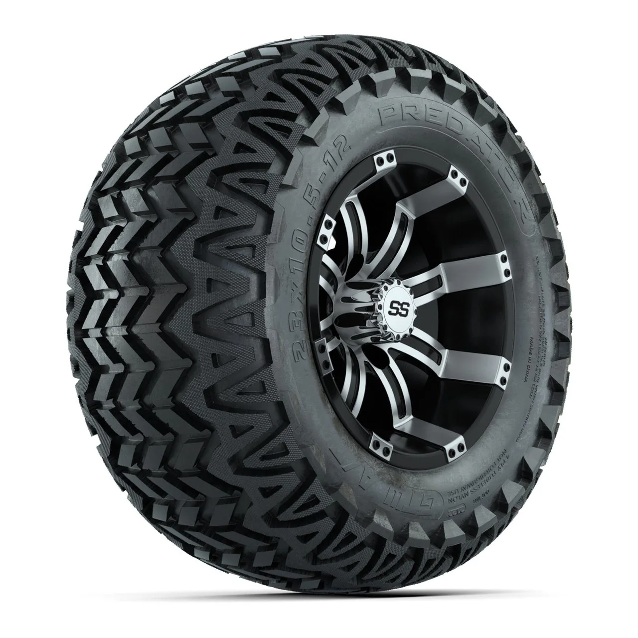 Колёса GTW Tempest, чёрные с проточкой, 12" с шинами Predator A/T 23", комплект из 4 шт., артикул A19-355