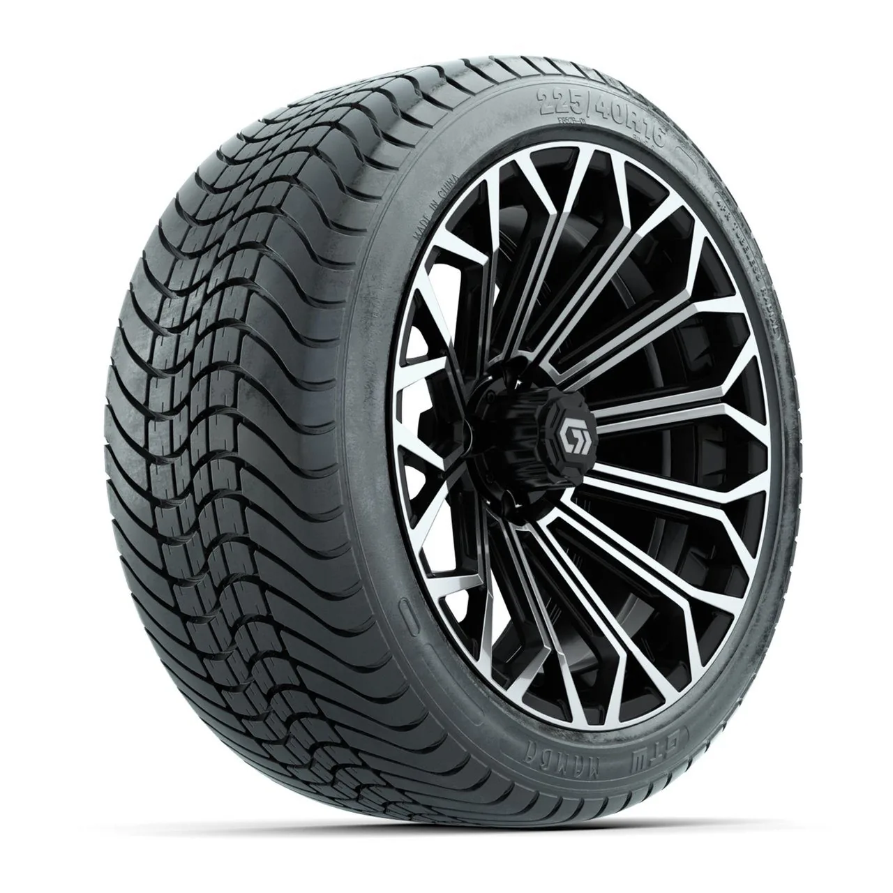 Колёса в сборе GTW Phantom 16", чёрный/шлифованный, с дорожными шинами 225/40-R16 Mamba, комплект 4 шт., артикул A19-2622