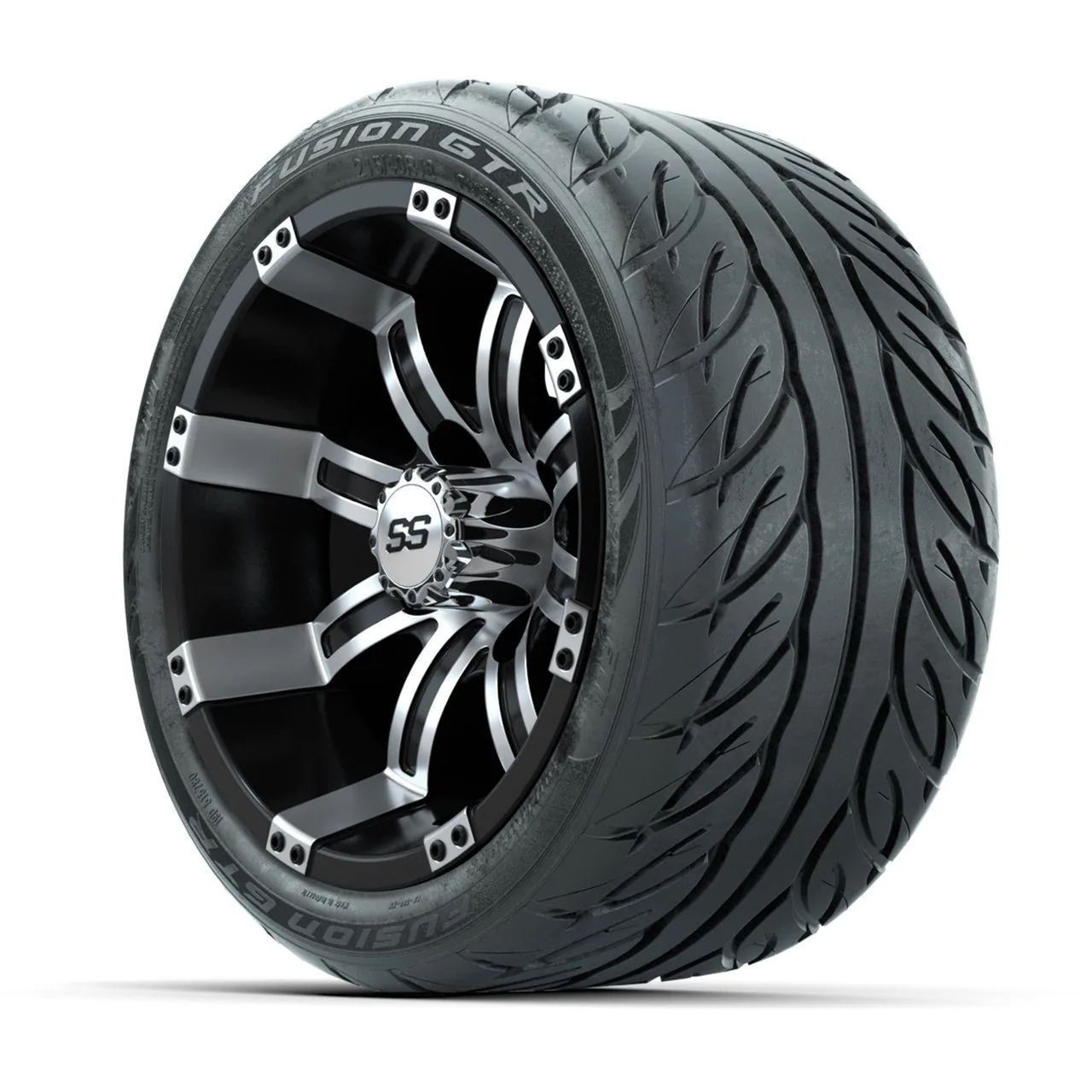 Колёса GTW Tempest 12", чёрные с обработкой, с дорожными шинами Fusion GTR, комплект 4 шт., артикул A19-282 — фото 3