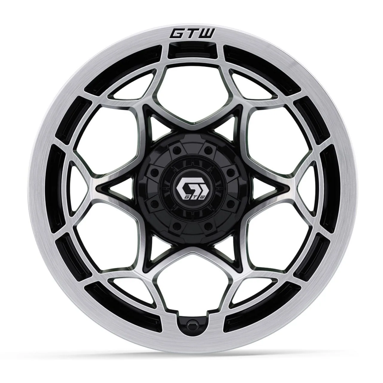Колёсный диск 14&Prime; GTW&reg; Nexus, глянцевый чёрный с серебристой лицевой частью, артикул 19-392 — фото 2