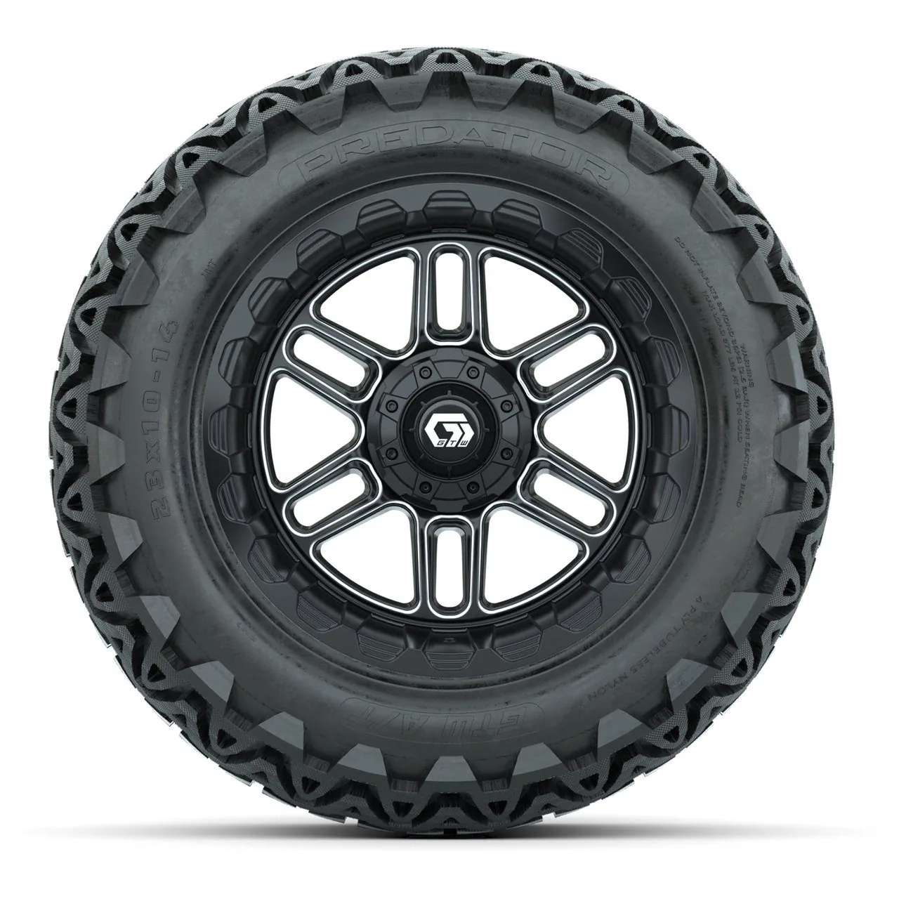 Комплект из 4 колёс 14” GTW Titan, чёрные с обработанной лицевой стороной, с шинами 23x10-14 Predator All-Terrain, артикул A19-833 — фото 2