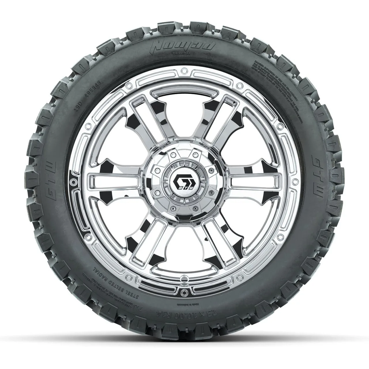 Колёса GTW Shogun Chrome 14" с шинами 23x10-R14 Nomad Steel Belt Radial All-Terrain, полный комплект, артикул A19-2380 — фото 2