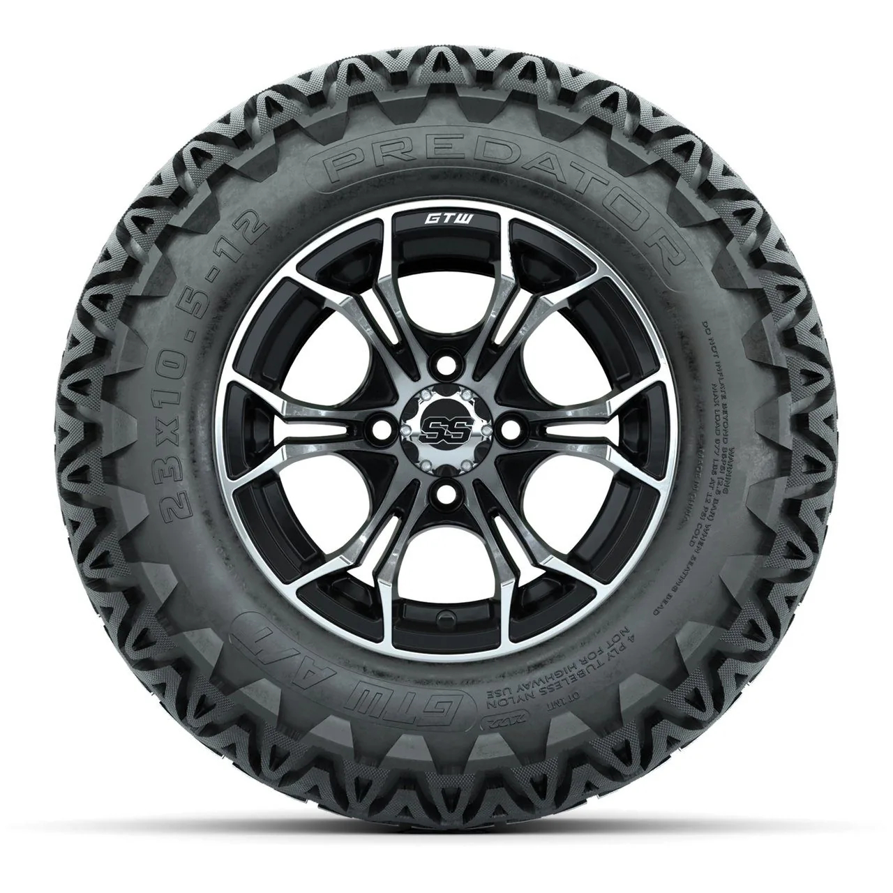 Колёса GTW Spyder, чёрные с проточкой, 12" с шинами Predator A/T, комплект из 4 шт., артикул A19-375 — фото 2
