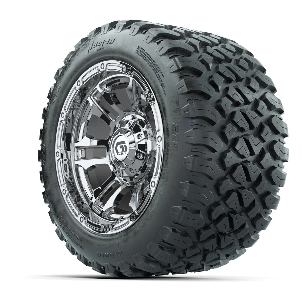 Комплект колёс GTW® Shogun (хром) 12" с универсальными радиальными шинами 20X10-12 Nomad, полный набор, артикул A19-1913 — фото 3