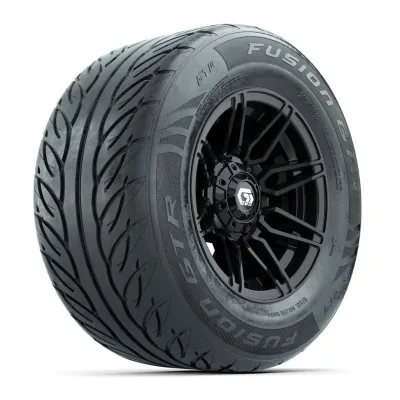 Комплект колёс GTW® Stealth 12", глянцевые чёрные, с шинами 255/55-R12 Fusion GTR Steel Belt Radial Street — 4 шт., артикул A19-1942