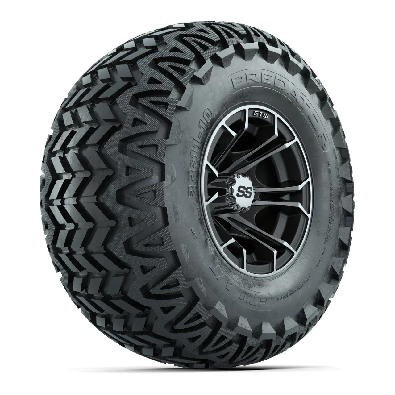 Комплект колёс 10" с шинами 22x11-10 Predator All-Terrain, матовый серый с проточкой, GTW Spyder, артикул A19-1145
