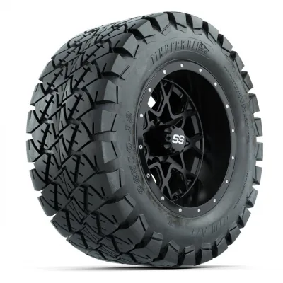 Комплект колёс GTW® Vortex 2 12", матовые чёрные с проточкой, с шинами 22X10-12 Timberwolf All-Terrain — 4 шт., артикул A19-1974