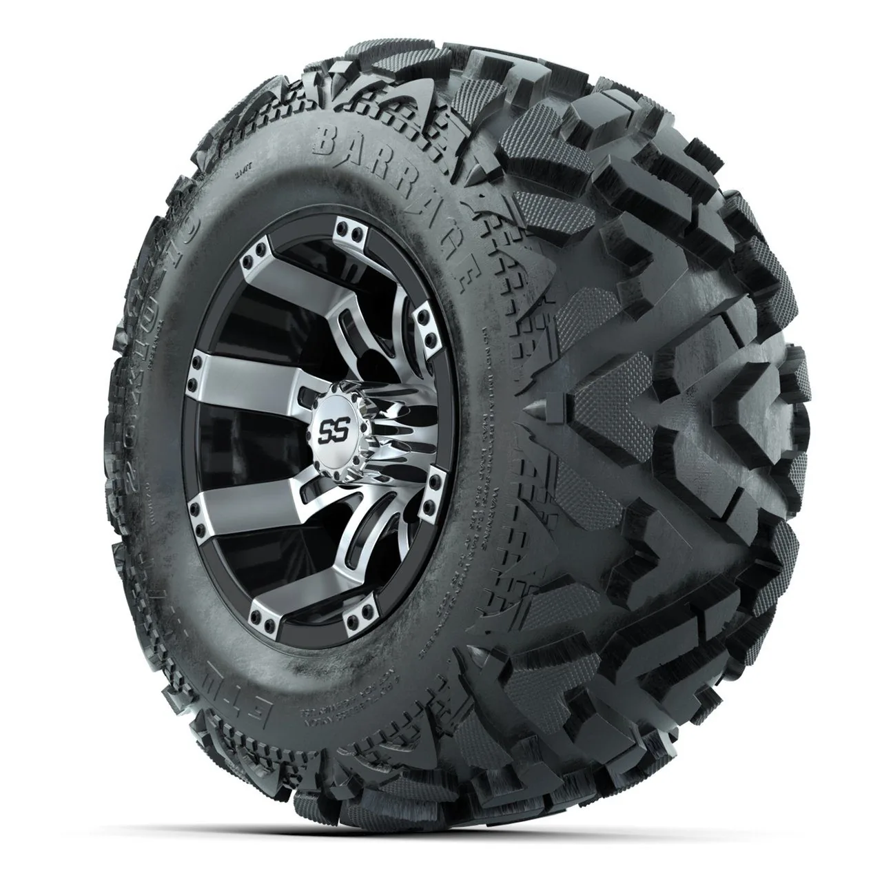 Комплект колёс GTW Tempest, чёрный/шлифованный, 10" с грязевыми шинами 20x10-10 Barrage, артикул A19-1515 — фото 3