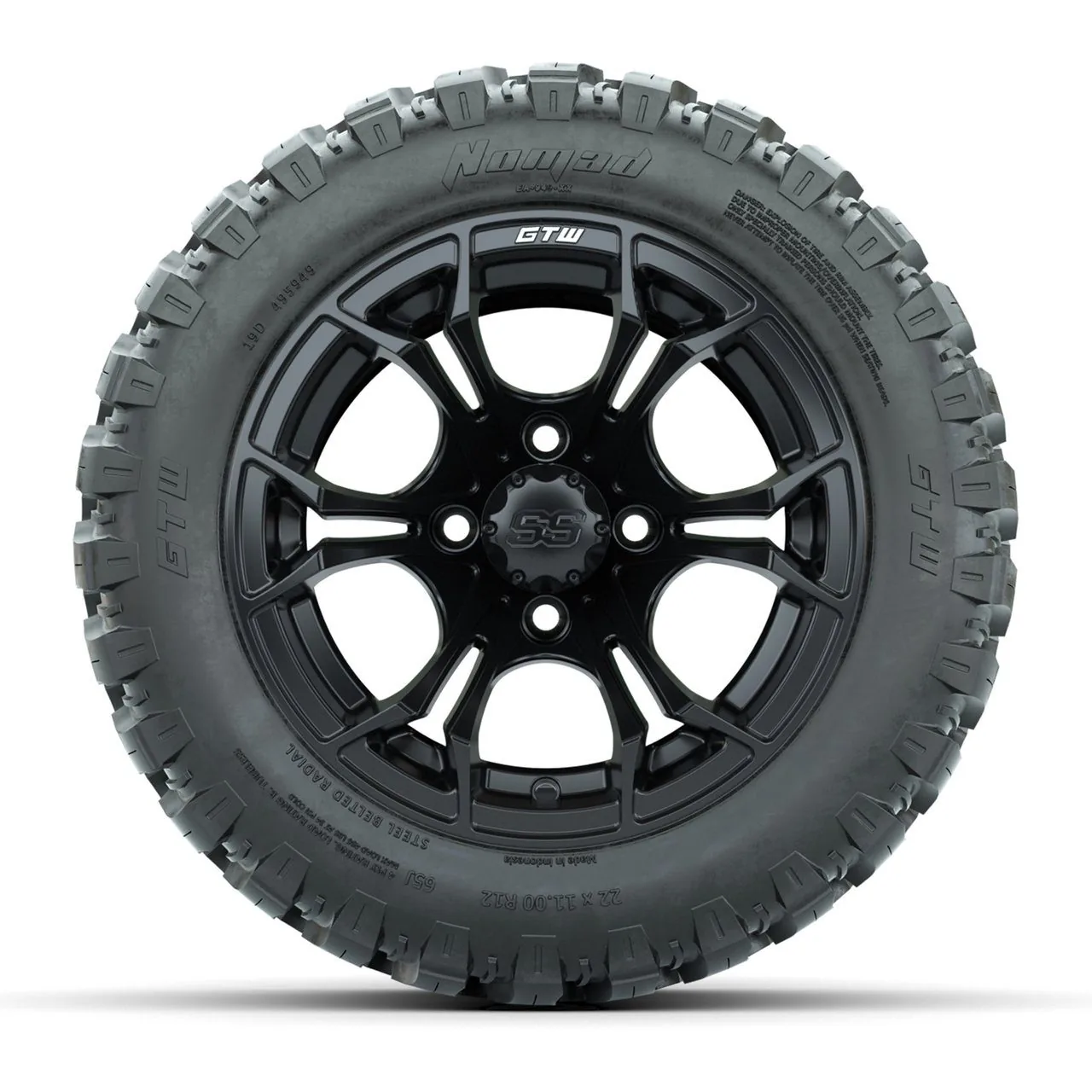 Комплект колёс GTW Spyder, матовый чёрный, 12" с шинами 22X11-R12 Nomad Steel Belt Radial All-Terrain, 4 шт., артикул A19-2044 — фото 2