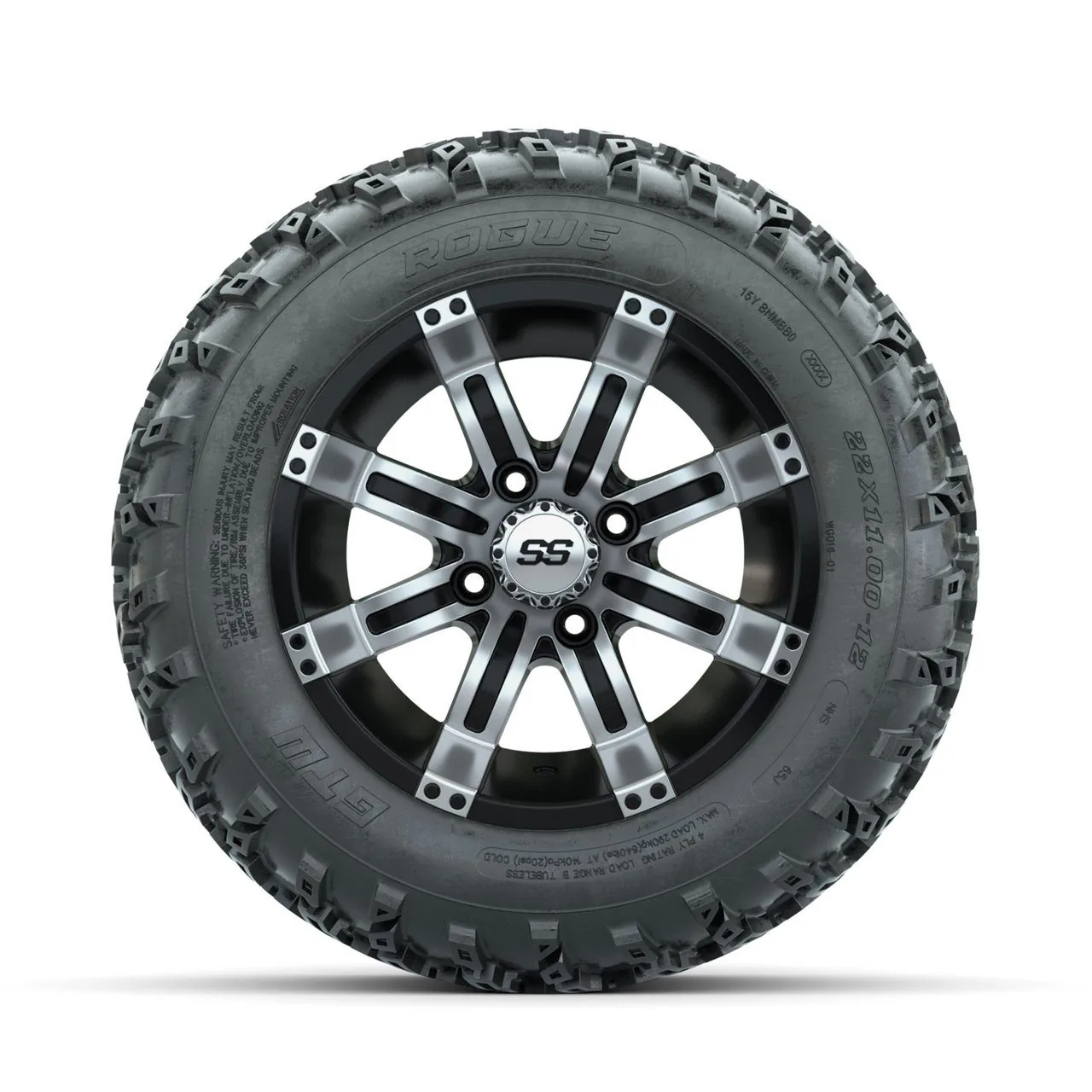 Комплект колёс и шин: диски GTW Tempest Machined/чёрный 12", шины Rogue All-Terrain 22x11.00-12, артикул A19-963 — фото 2