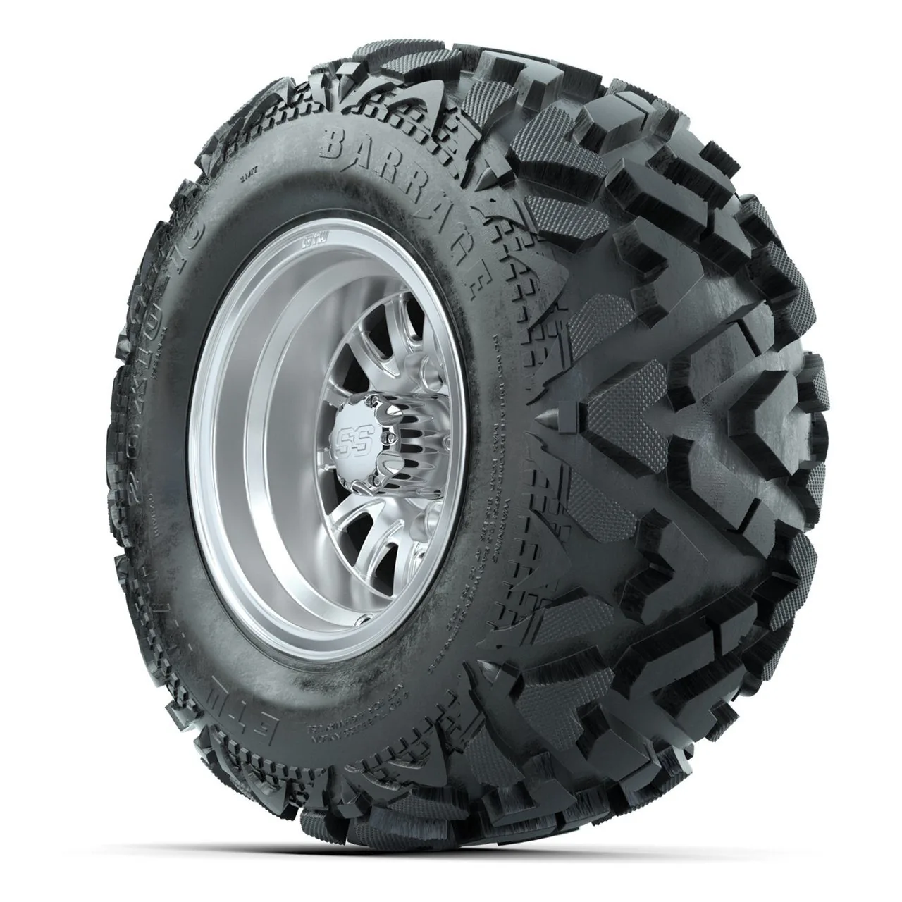 Комплект колёс GTW Medusa 10”, серебристые с обработкой, с шинами 20x10-10 Barrage Mud (4 шт.), артикул A19-1548 — фото 3