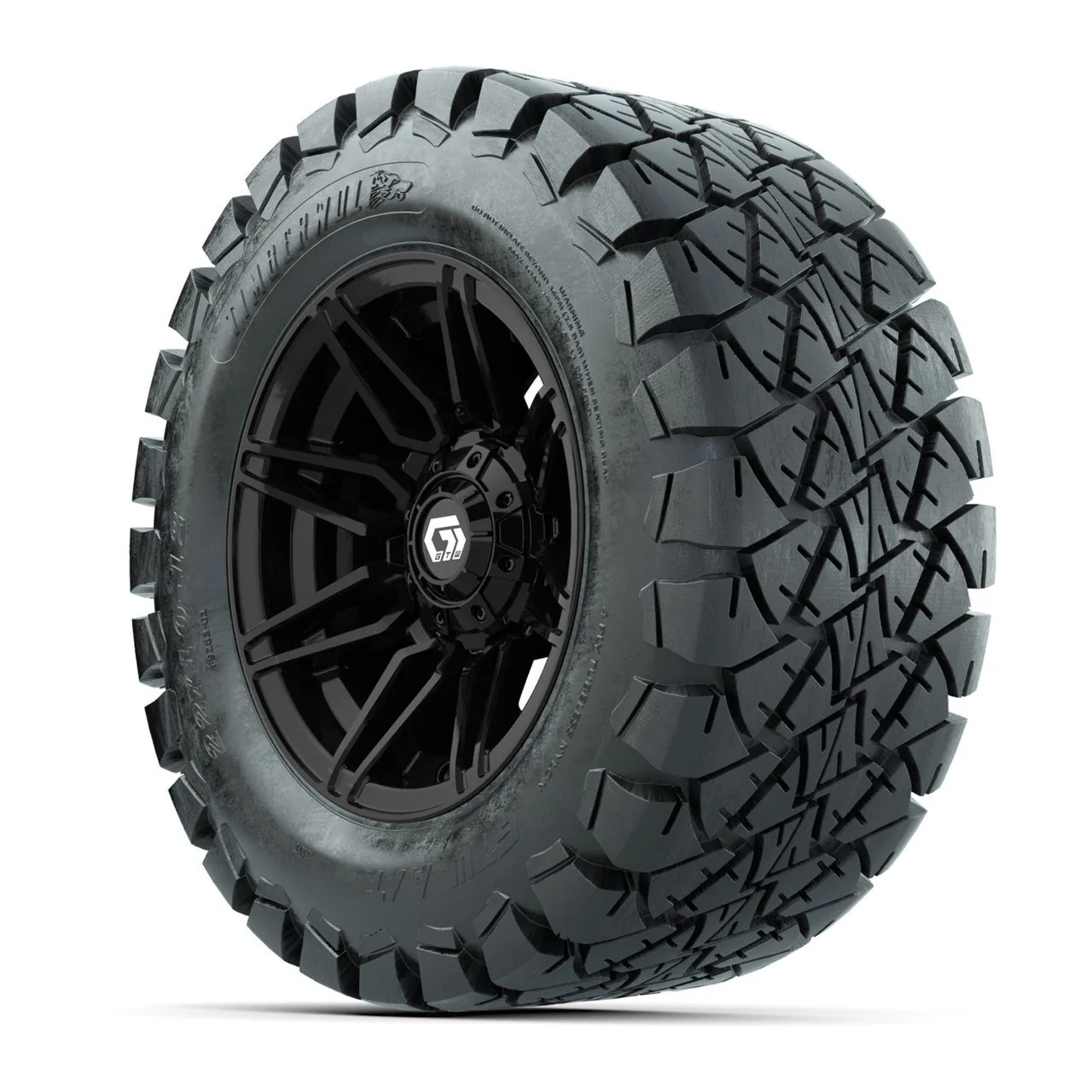 Комплект колёс GTW® Stealth 12” с шинами 22x10-12 Timberwolf, глянцевый чёрный, для бездорожья, полный набор, артикул A19-1184 — фото 3