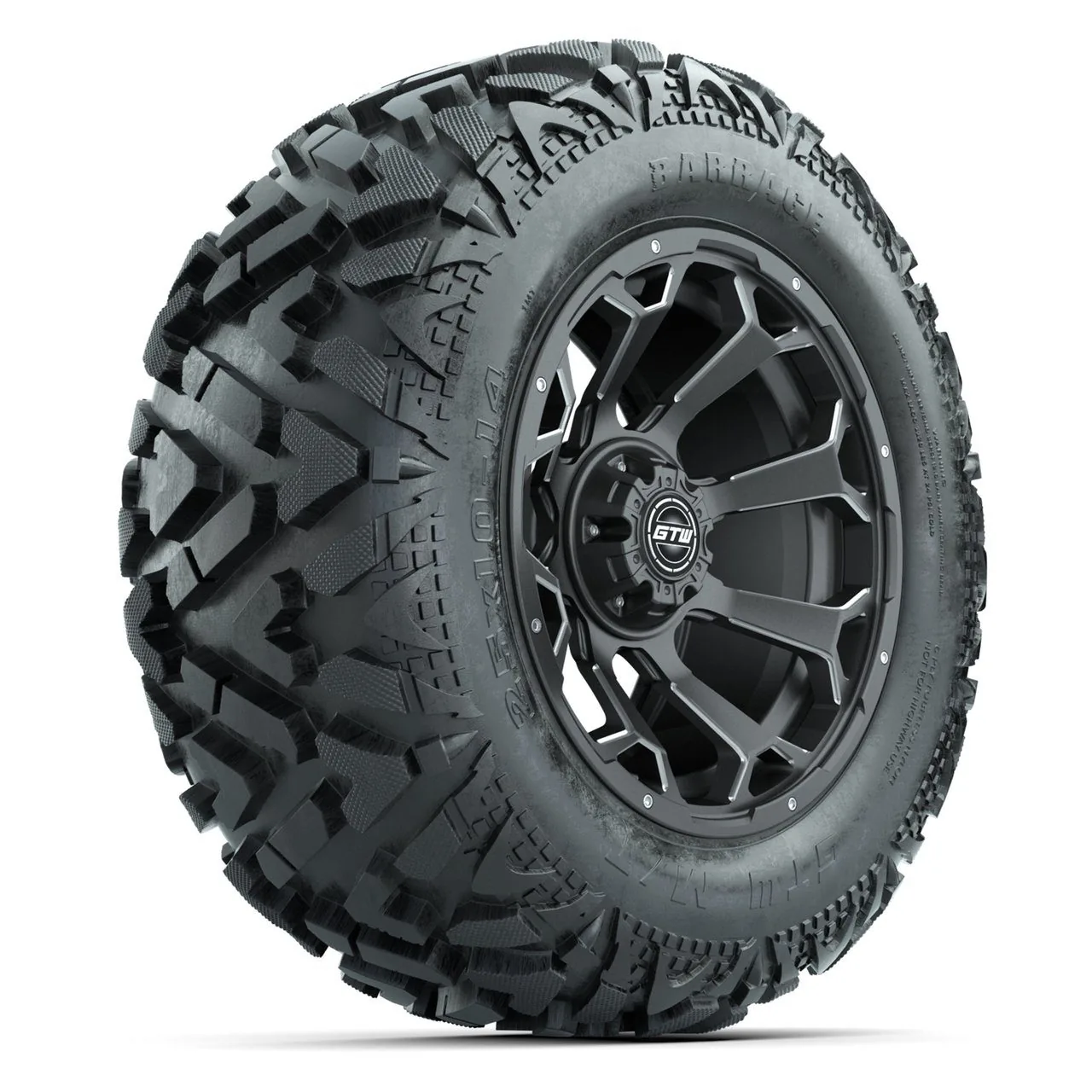 Колёса GTW Raven 14”, матовые серые Ball Mill, с шинами 25x10-14 Barrage Mud, комплект, артикул A19-2435