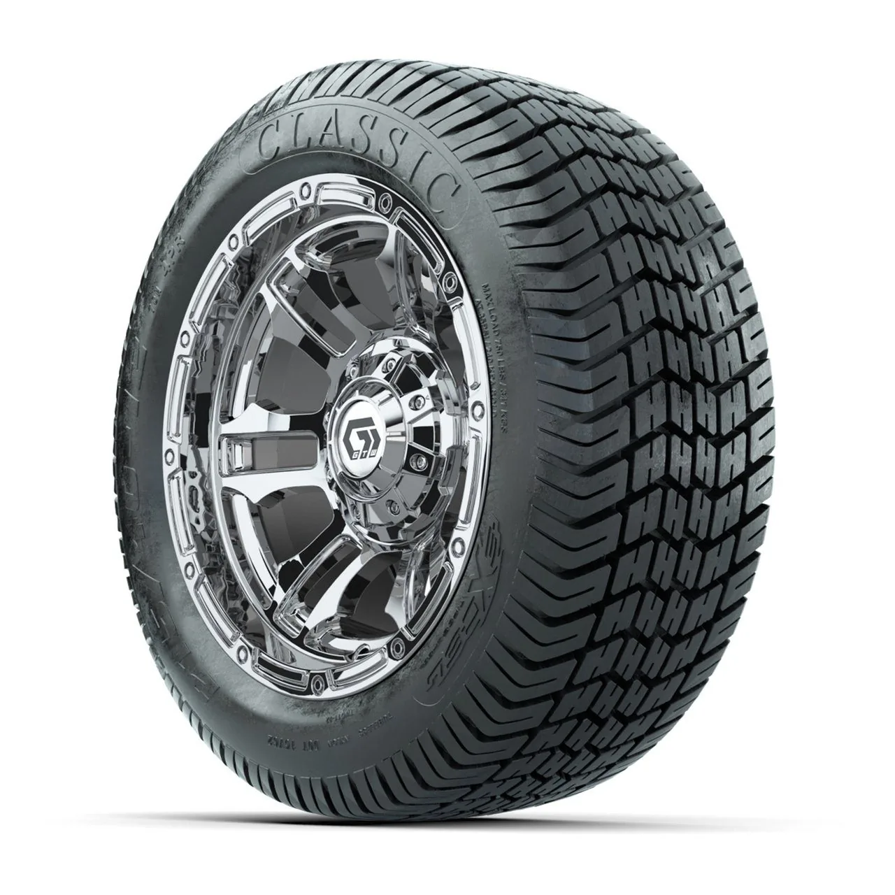 Комплект колёс GTW® Shogun (хром) 12" с дорожными шинами 215/40-12 Excel Classic, полный набор, артикул A19-1919 — фото 3