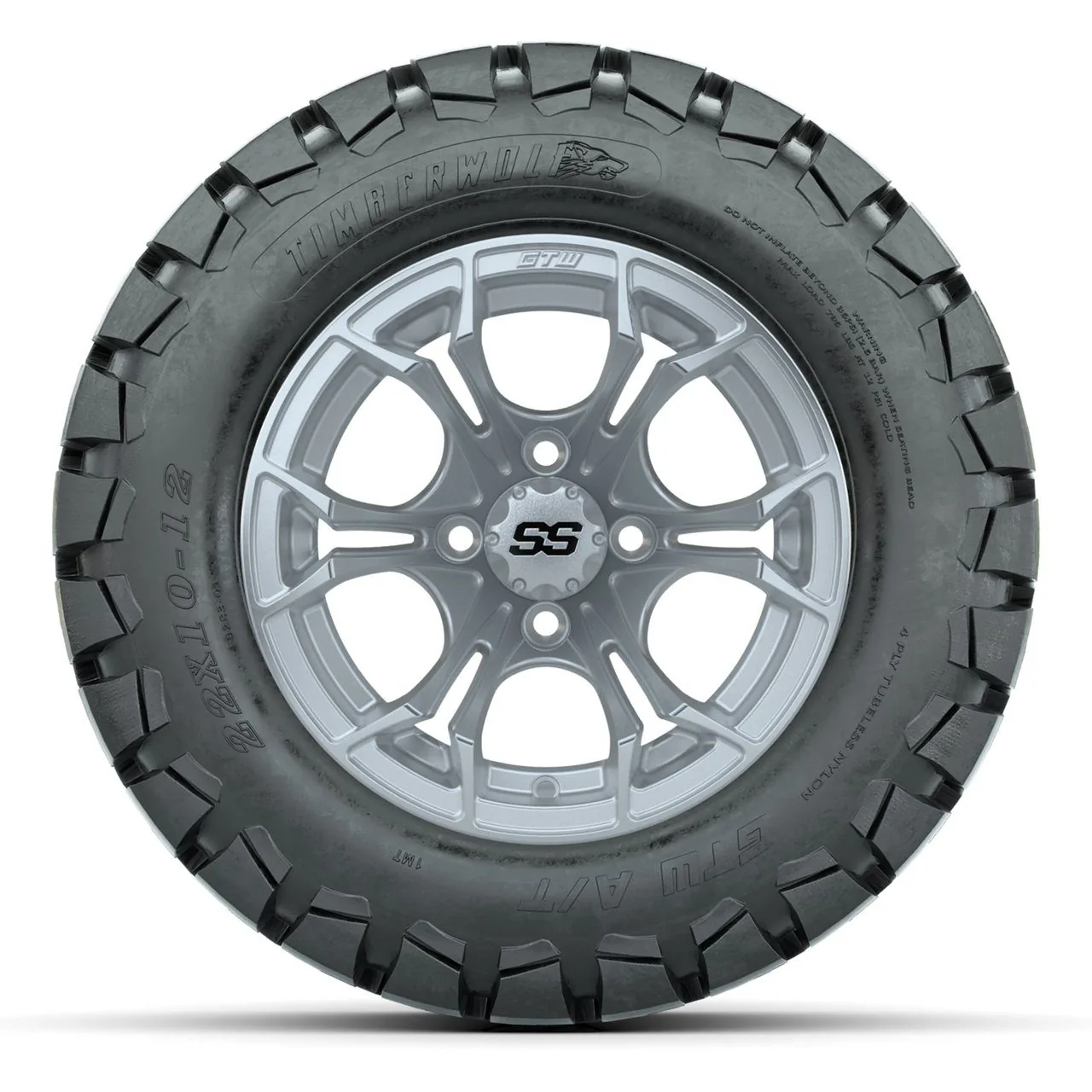 Комплект колёс 12" GTW Spyder с шинами 22X10-12 Timberwolf All-Terrain, Silver Brush, артикул A19-1768 — фото 2