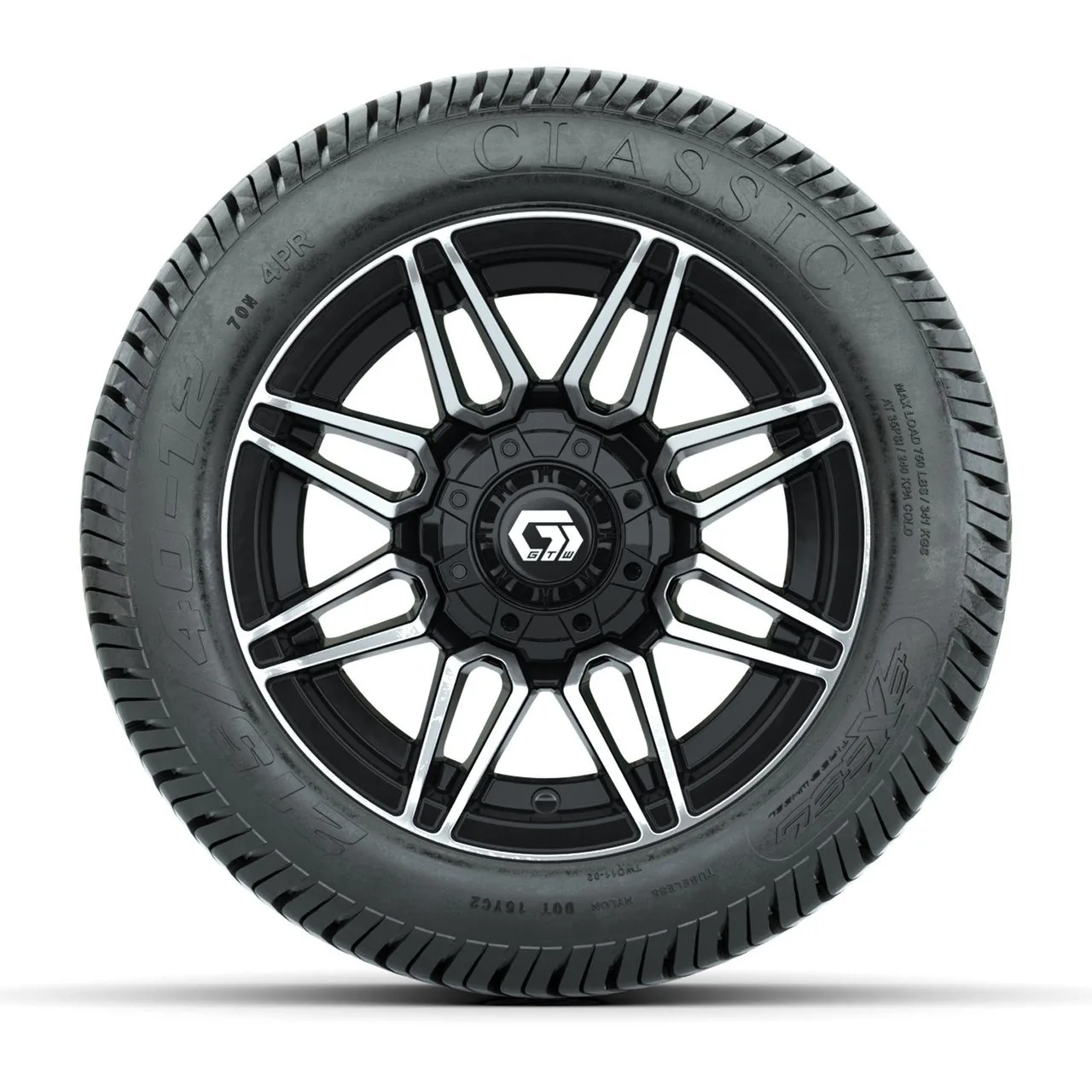 Комплект колёс GTW® Stealth 12", чёрные с проточкой, с шинами 255/50-12 Excel Classic Street — 4 шт., артикул A19-1935 — фото 2