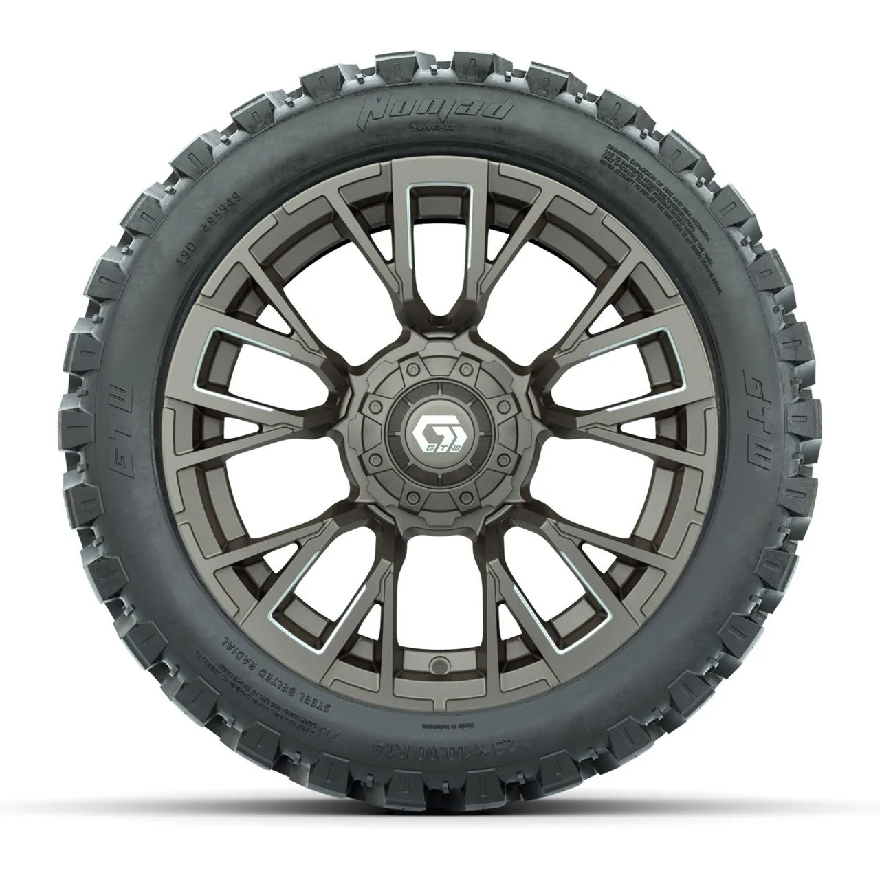 Колёса в сборе GTW Vandal 14", бронзовый/шлифованный, с шинами 23X10-R14 Nomad Steel Belt Radial All-Terrain, комплект 4 шт., артикул A19-2598 — фото 2