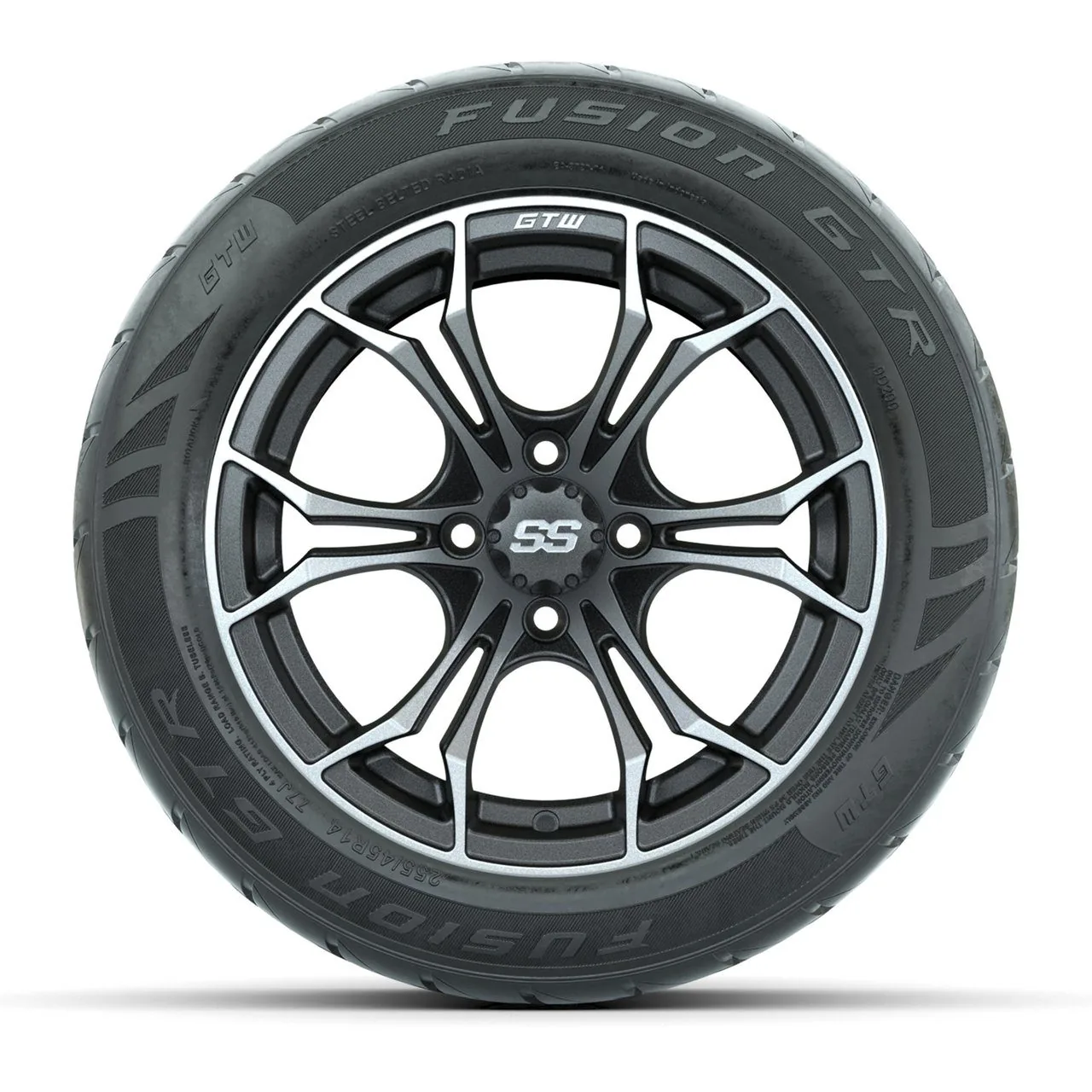 Колёса в сборе с шинами GTW® Spyder 14", матовый серый/проточенный, 255/45-R14 Fusion GTR Steel Belt Radial Street, комплект 4 шт., артикул A19-2508 — фото 2