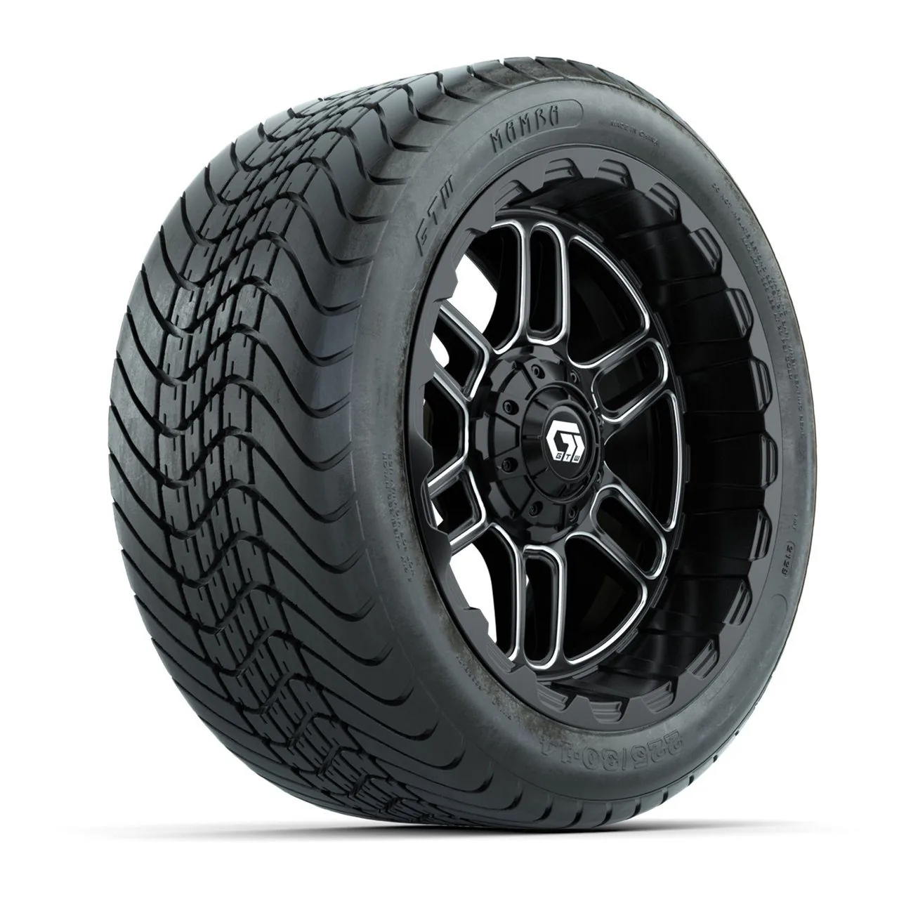 Комплект из 4 колёс 14” GTW Titan, чёрные с обработанной лицевой стороной, с шинами 225/30-14 Mamba Street, артикул A19-835