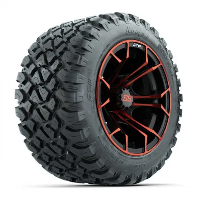 Комплект колёс с шинами 22X11-R12 Nomad Steel Belt Radial All-Terrain, диски 12" Spyder, красные с проточкой, GTW, артикул A19-2184