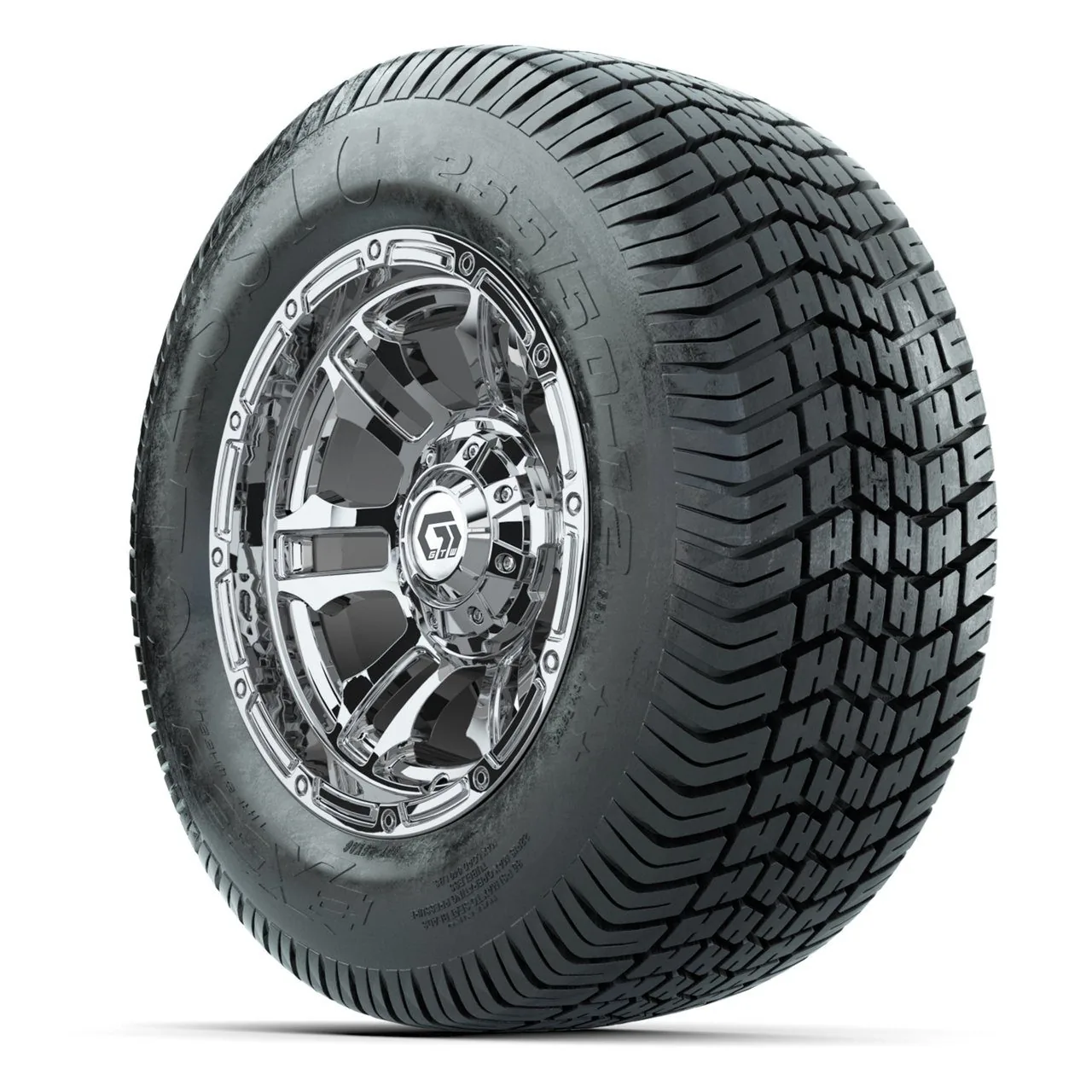 Комплект колёс GTW® Shogun (хром) 12" с дорожными шинами 255/50-12 Excel Classic, полный набор, артикул A19-1918 — фото 3