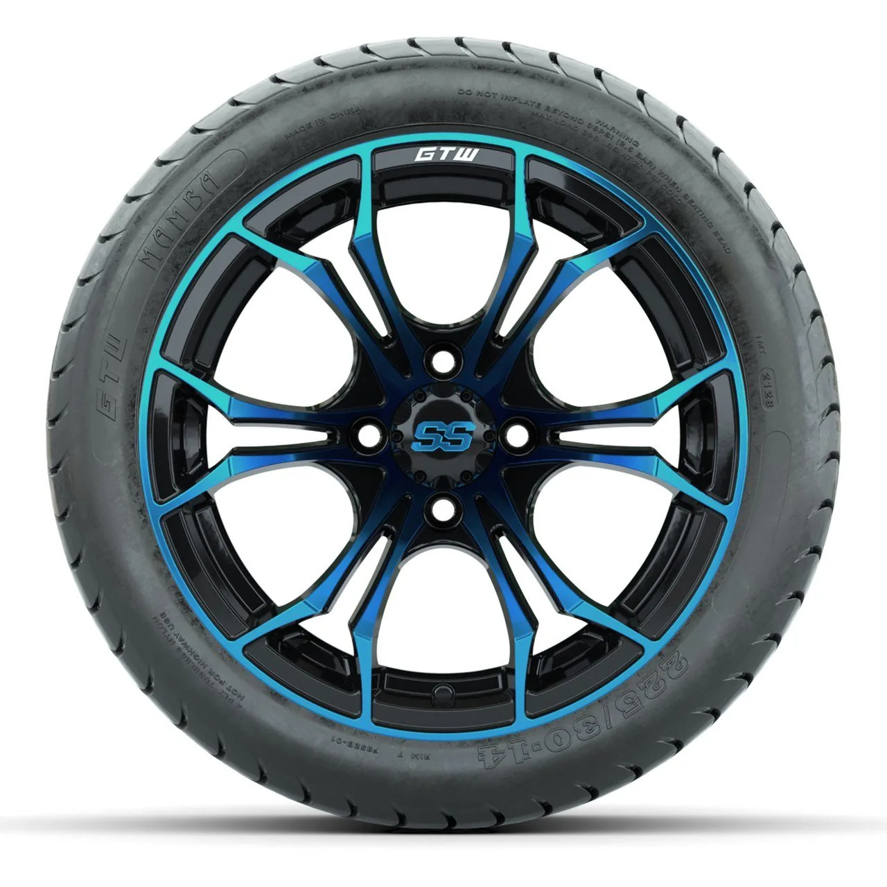 Колёса GTW Spyder 14”, чёрно-синие, с шинами 225/30-14 Mamba Street, комплект, артикул A19-2406 — фото 2