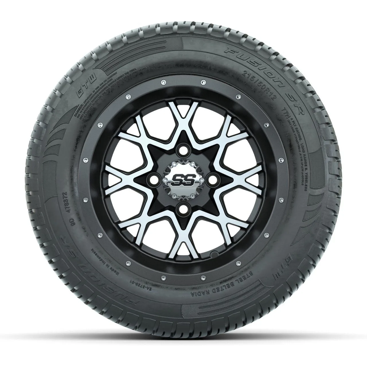 Комплект колёс GTW® Vortex 2 12", матовые серые с проточкой, с шинами 215/50-R12 Fusion S/R Steel Belt Radial Street — 4 шт., артикул A19-1985 — фото 2