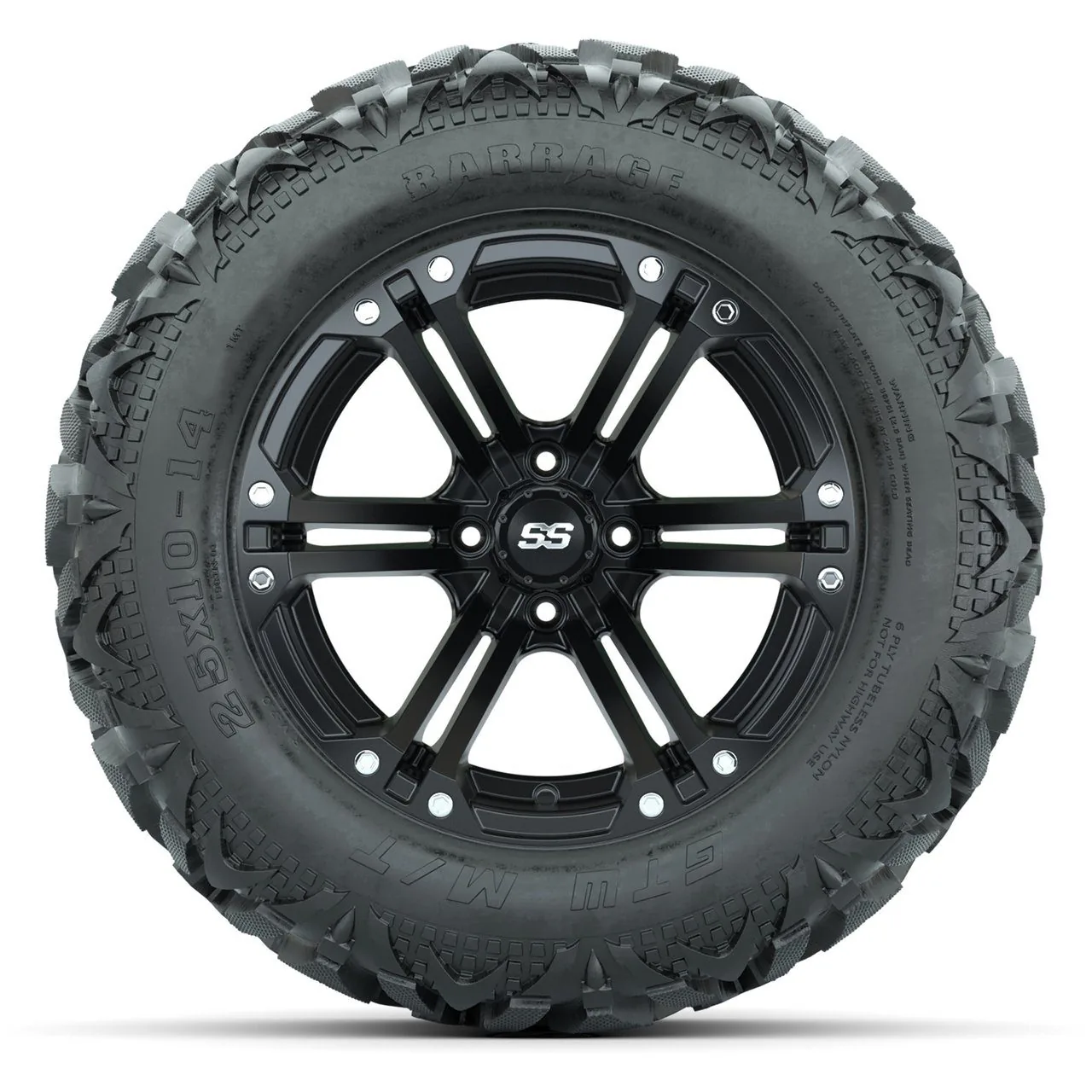 Колёса GTW Specter 14" (матовые чёрные) с шинами 25x10-14 Barrage Mud, полный комплект, артикул A19-2296 — фото 2