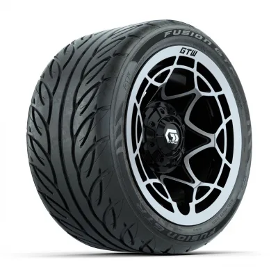 Колёса GTW Nexus, чёрные с серебристой лицевой частью, 12" с шинами 215/40-R12 Fusion GTR Steel Belt Radial Street, полный комплект, артикул A19-1845