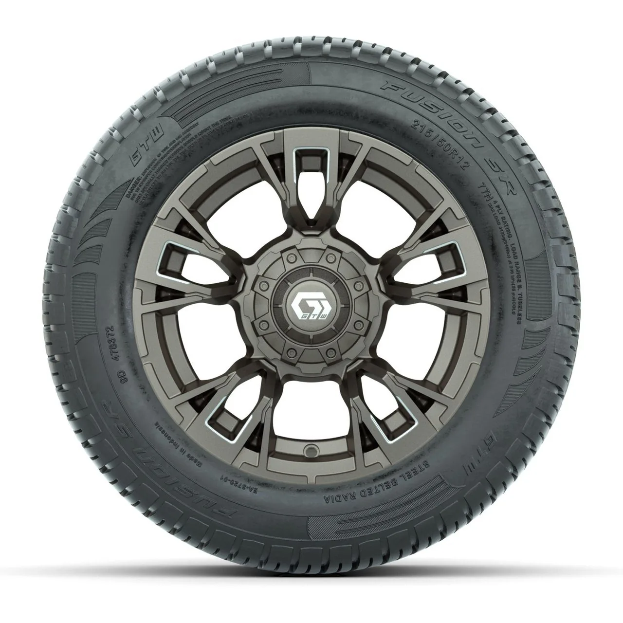 Комплект колёс GTW® Vandal 12” с шинами 215/50-R12 Fusion S/R Steel Belt Radial, сатиновая бронза с проточкой, полный набор, артикул A19-1195 — фото 2