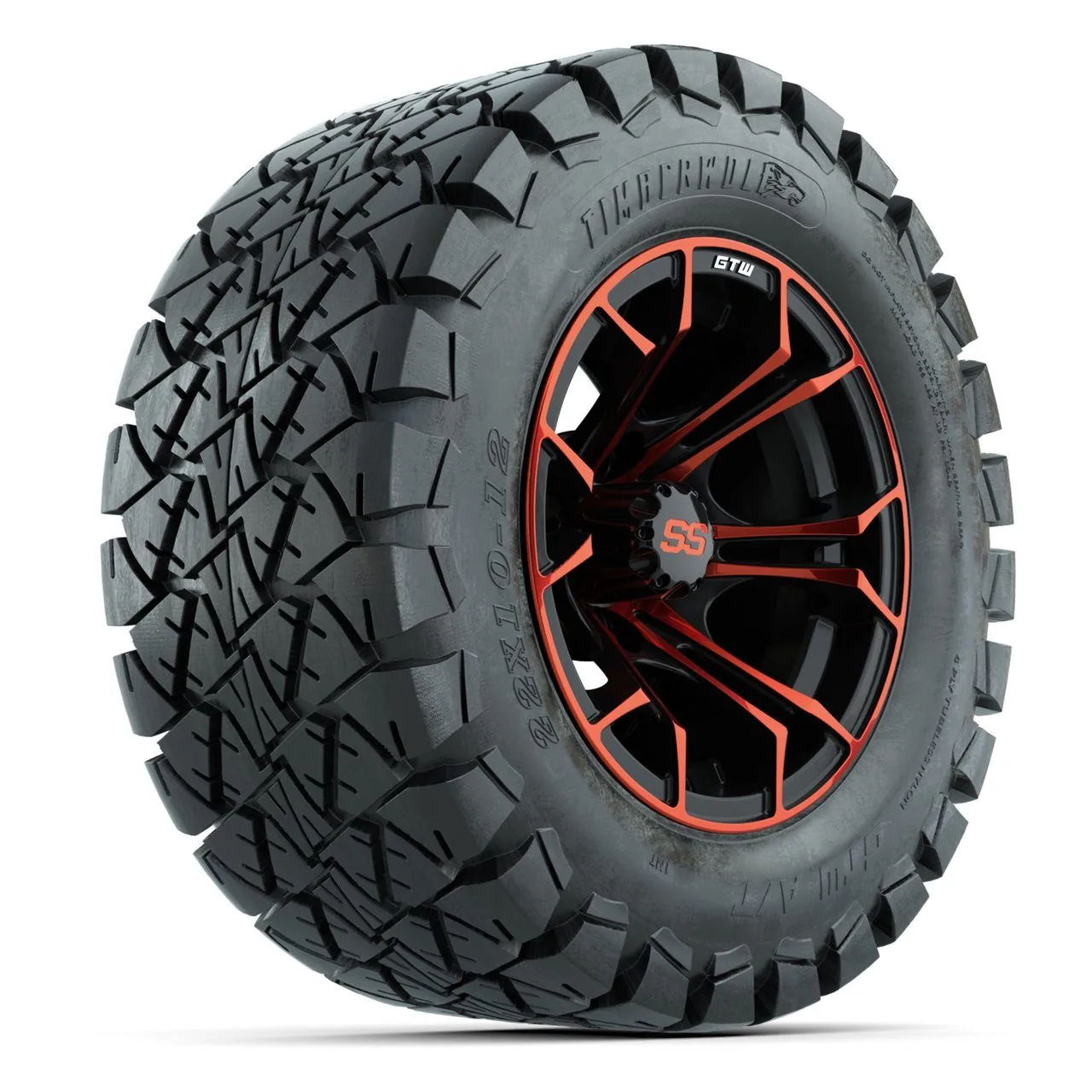 Комплект колёс с шинами 22X10-12 Timberwolf All-Terrain, диски 12" Spyder, чёрно-красные, GTW, артикул A19-2187