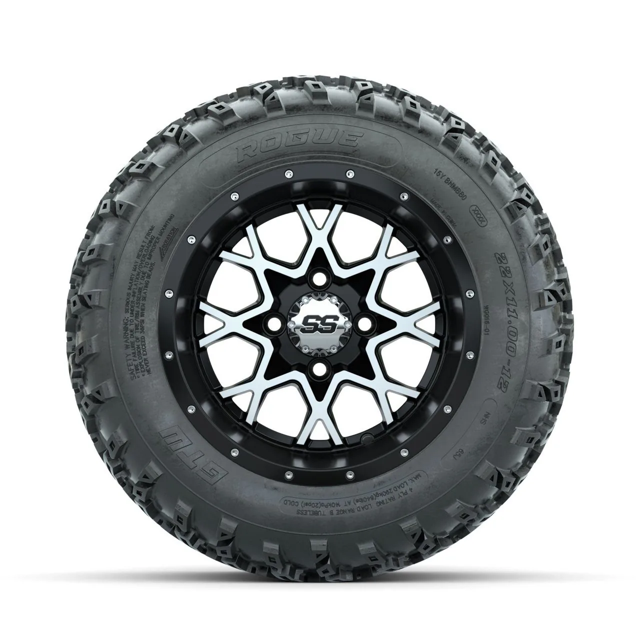Комплект колёс GTW Vortex, матовая обработка/матовый чёрный, 12" с шинами Rogue All Terrain 22x11.00-12, артикул A19-972 — фото 2