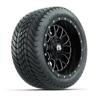 Комплект из 4 колёс 12” GTW Helix, чёрные с обработанной лицевой стороной, с шинами 215/35-12 Mamba Street, артикул A19-820