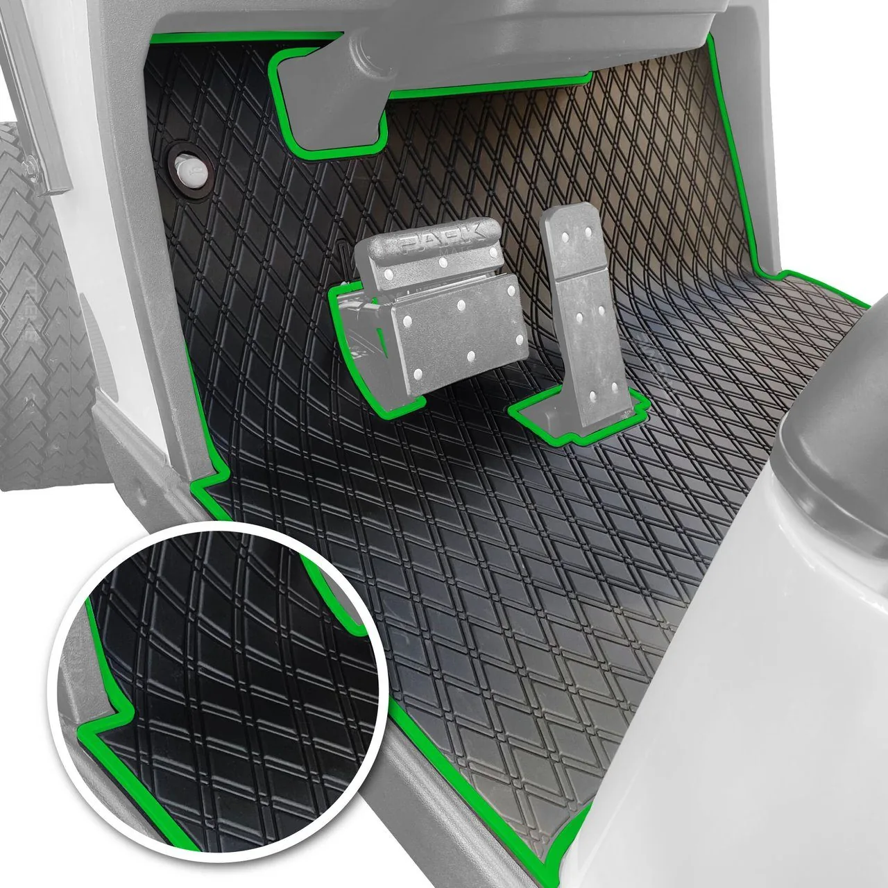 Коврик Xtreme Floor Mats для E-Z-GO TXT, чёрный с зелёной окантовкой, артикул 03-553 — фото 2