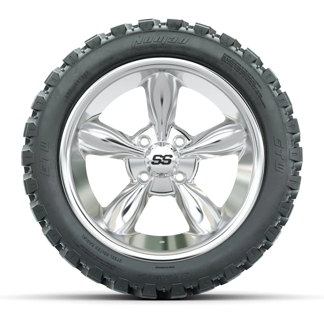 Колёса в сборе с шинами GTW® Godfather 14", хром, 23X10-R14 Nomad Steel Belt Radial All-Terrain, комплект 4 шт., артикул A19-2462 — фото 2