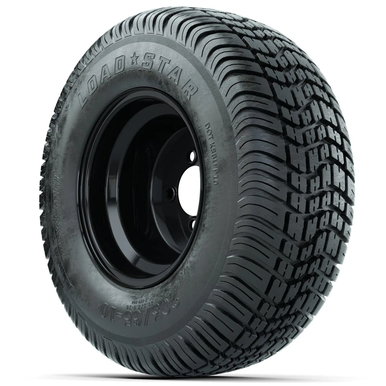 Комплект из 4 стальных чёрных колёс 10" с вылетом и шинами Kenda Load Star Street 205/65-10, артикул A19-427 — фото 3
