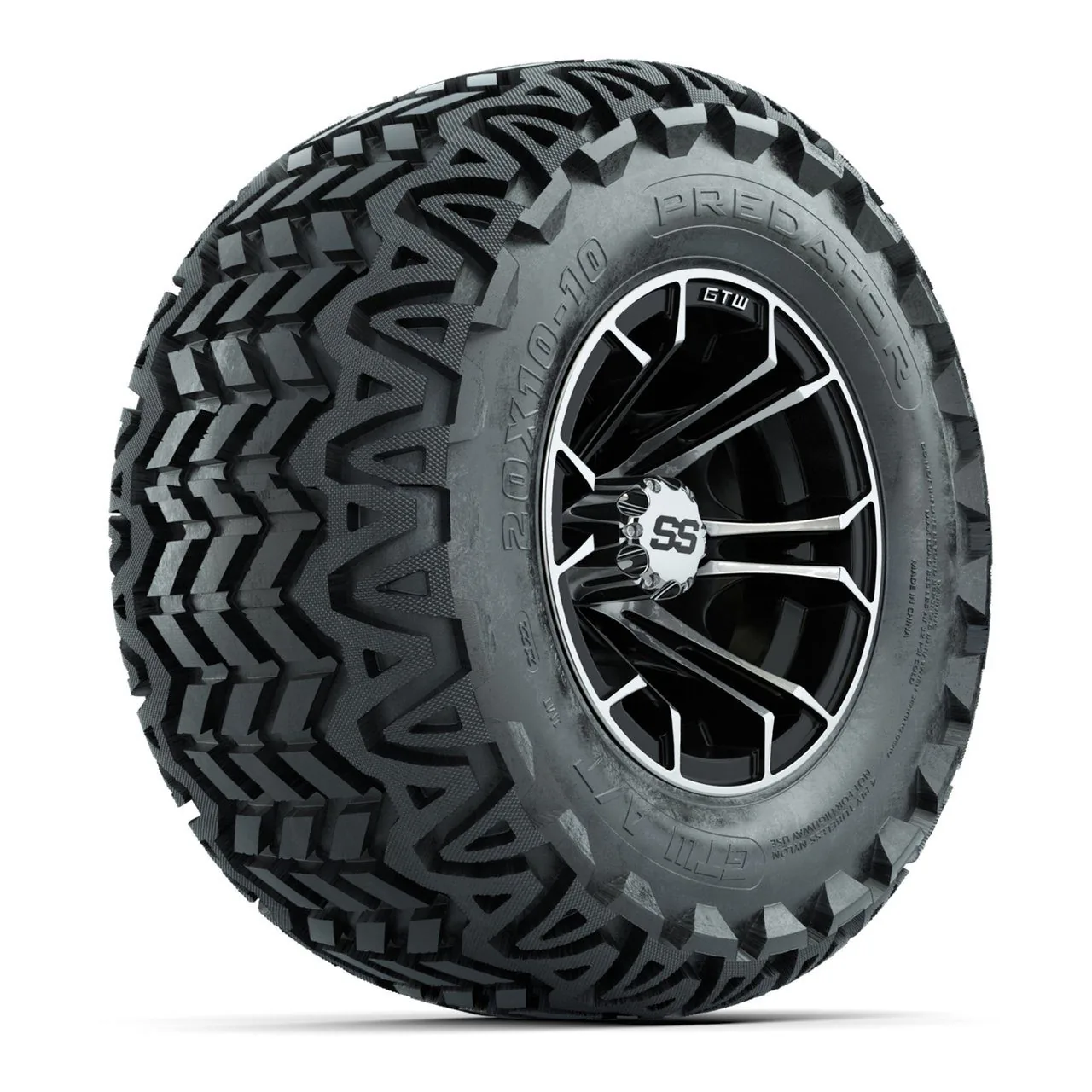 Комплект колёс 10" с шинами 20x10-10 Predator All-Terrain, чёрный с проточкой, GTW Spyder, артикул A19-1124