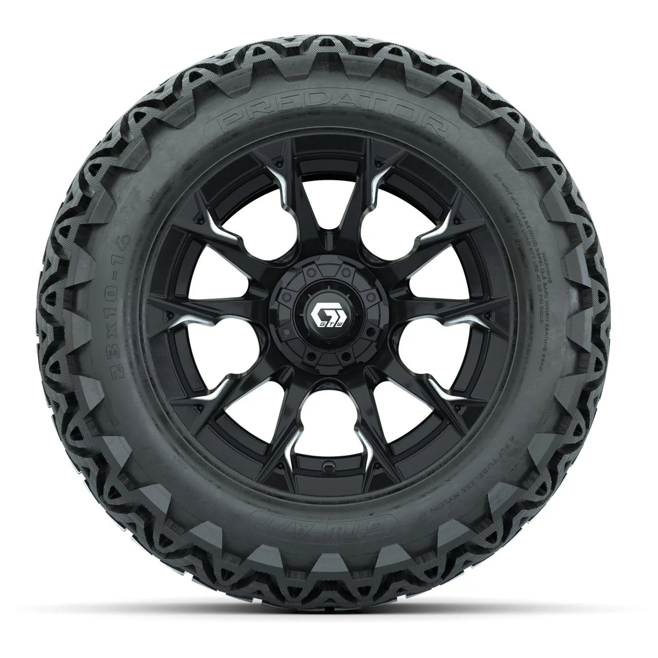 Комплект колёс GTW® Diablo 14" с шинами 23x10-14 Predator, глянцевый чёрный с проточкой, артикул A19-1256 — фото 2