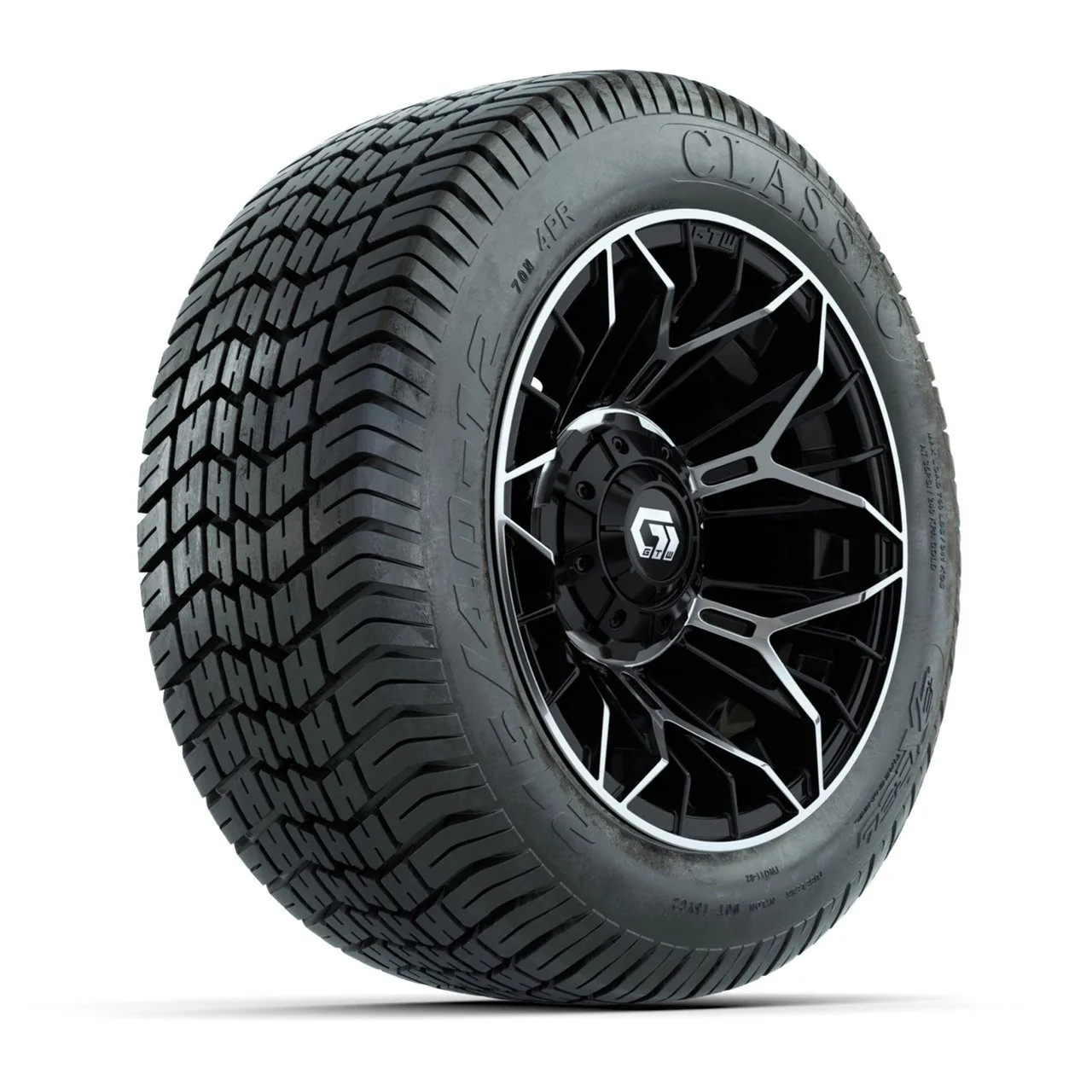 Колёса GTW® Stellar 12", чёрные с проточкой, с шинами 215/40-12 Excel Classic Street, полный комплект, артикул A19-1673