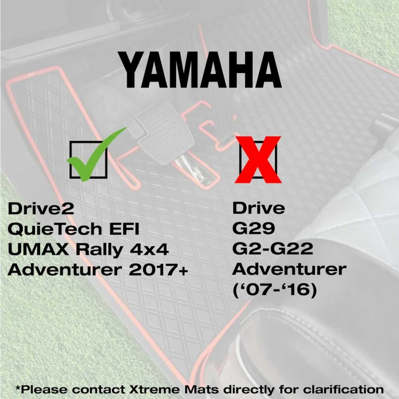 Коврики Xtreme для Yamaha UMAX Rally / Drive2 QuieTech EFI 2017 г. и новее, чёрные с красной окантовкой, артикул 03-194 — фото 6