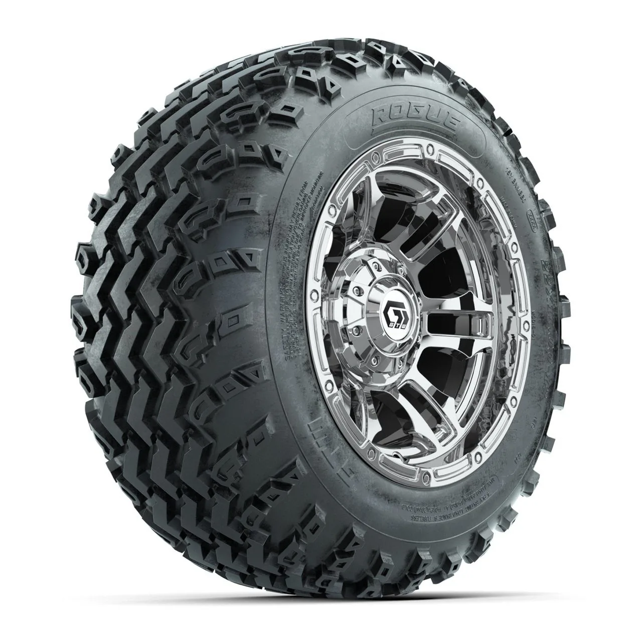 Комплект колёс GTW® Shogun 12” с шинами 22x11.00-12 Rogue, хром, для бездорожья, полный набор, артикул A19-1177