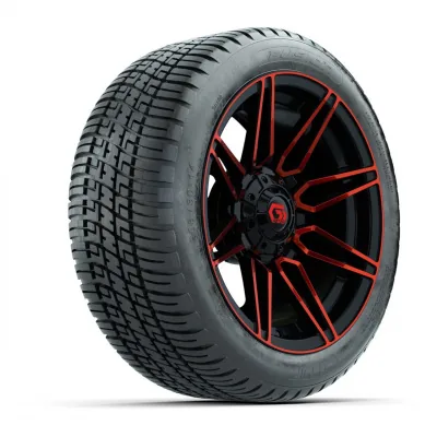 Комплект колёс GTW® Stealth 14" с шинами 205/30-14 Fusion Street, глянцевый чёрный с красным, артикул A19-1242