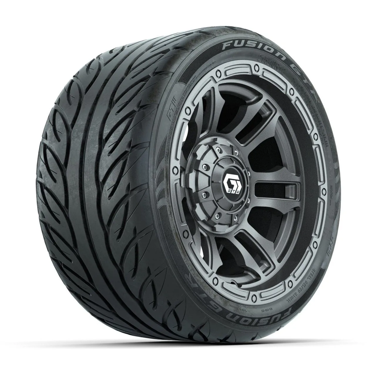 Комплект колёс GTW® Shogun (Gunmetal) 12" с радиальными дорожными шинами 215/40-R12 Fusion GTR, полный набор, артикул A19-1893