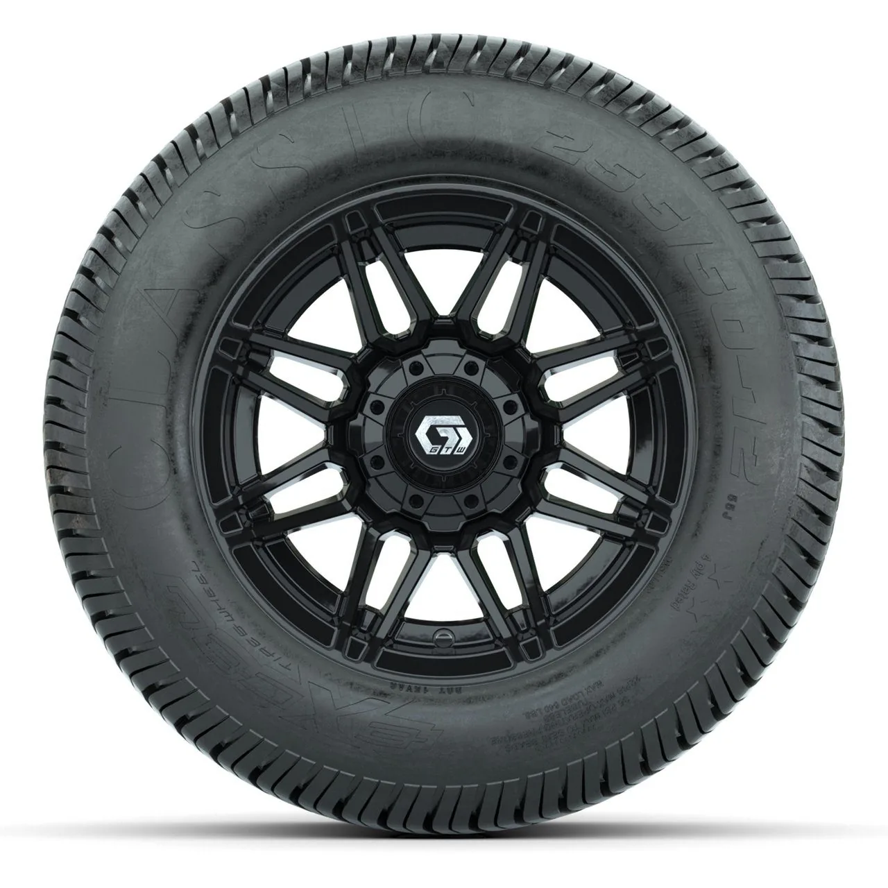Комплект колёс GTW® Stealth 12", глянцевые чёрные, с шинами 255/50-12 Excel Classic Street — 4 шт., артикул A19-1950 — фото 2