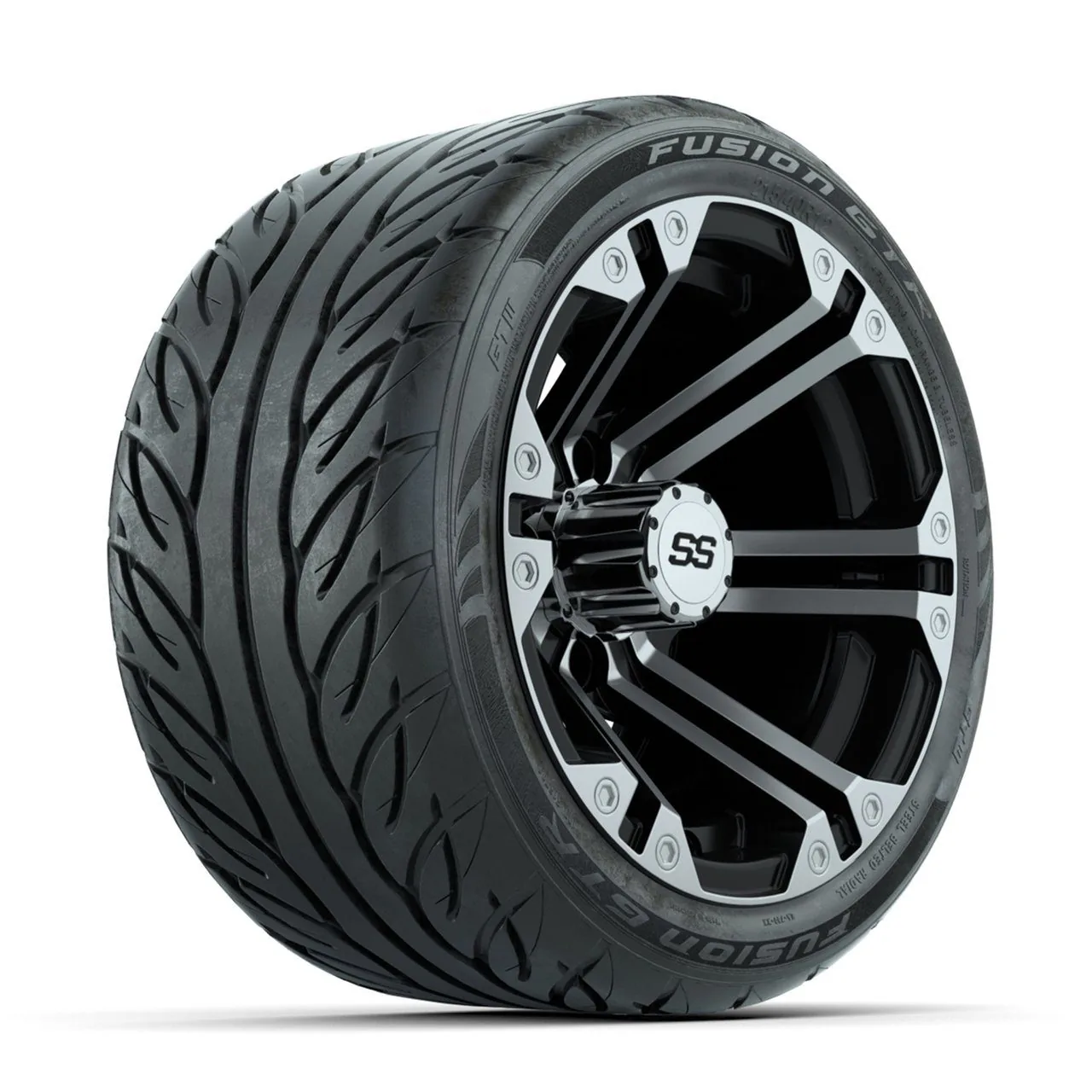 Колёса GTW Specter, чёрные с проточкой, 12" с шинами 215/40-R12 Fusion GTR Steel Belt Radial Street, полный комплект, артикул A19-1795